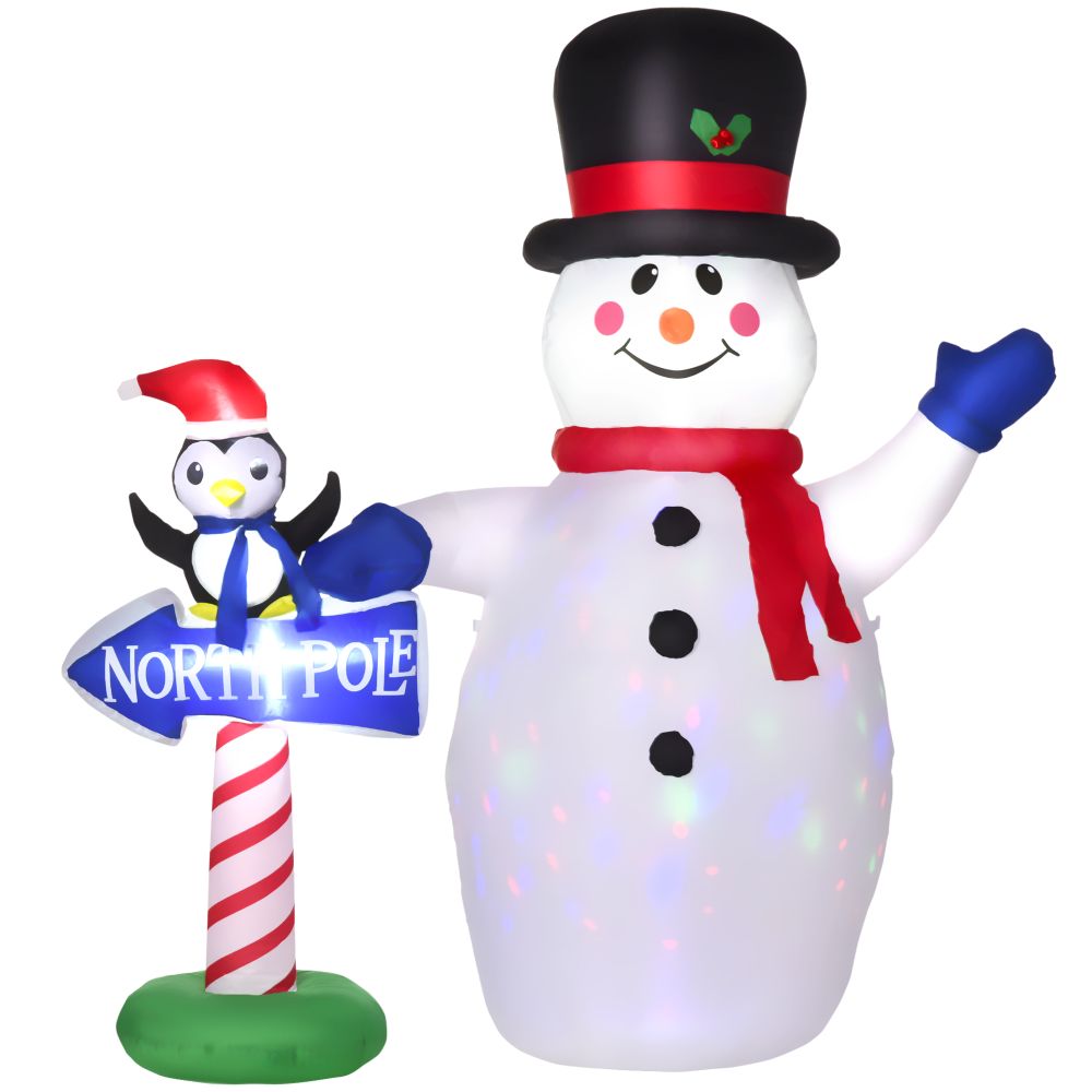 6ft Christmas Inflatable Snowman Penguin North Pole Sign Out Indoor LED Lights