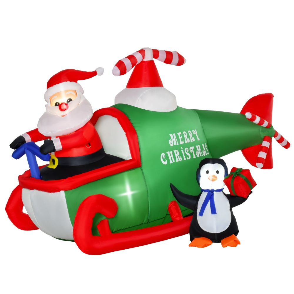 4ft Christmas Inflatable Deco with Santa Claus on Plane Gift in Penguin Outdoor