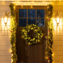 Load image into Gallery viewer, 55CM Pre-lit Christmas Wreath 50 Warm White LED Ideal Xmas Artificial Door Deco
