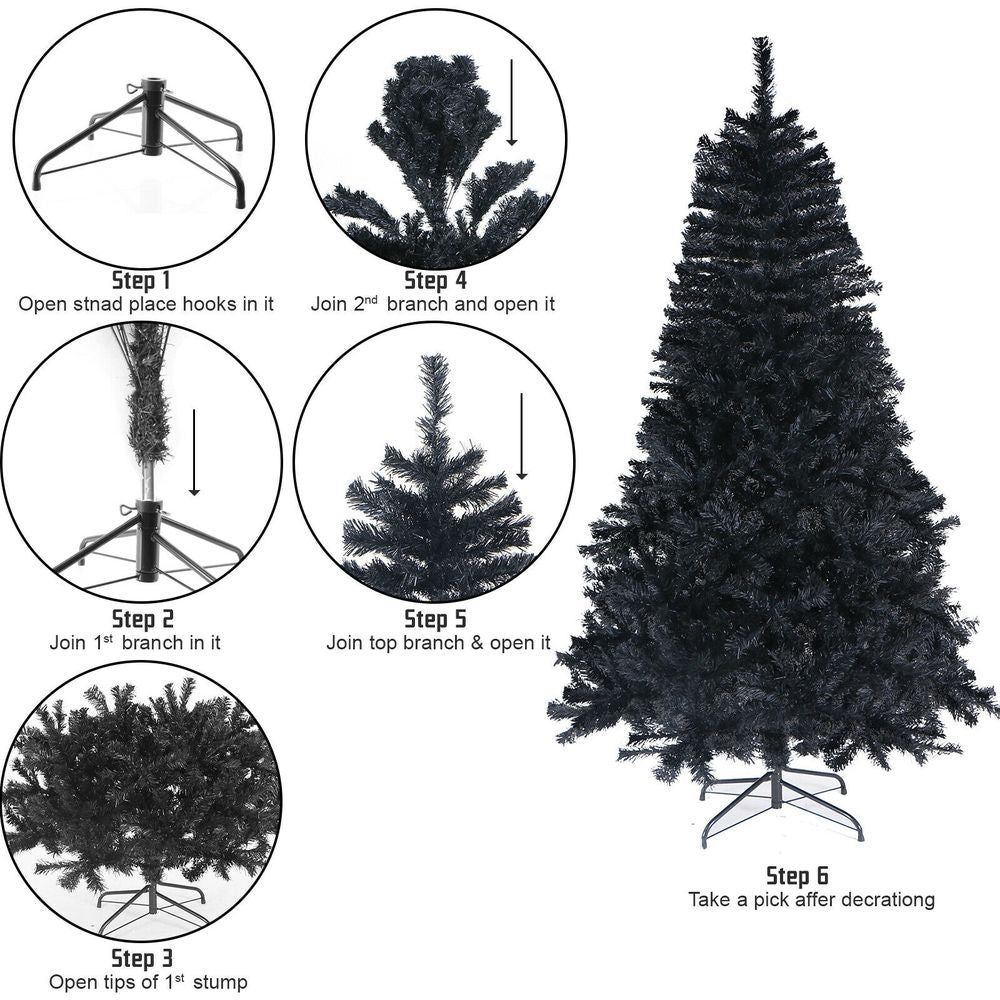 7FT BLACK Colorado ARTIFICIAL Christmas Tree - Metal Stand