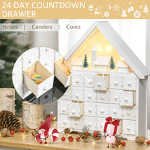 Load image into Gallery viewer, 24-Drawer Christmas Advent Calendar Wooden Light-Up Countdown White
