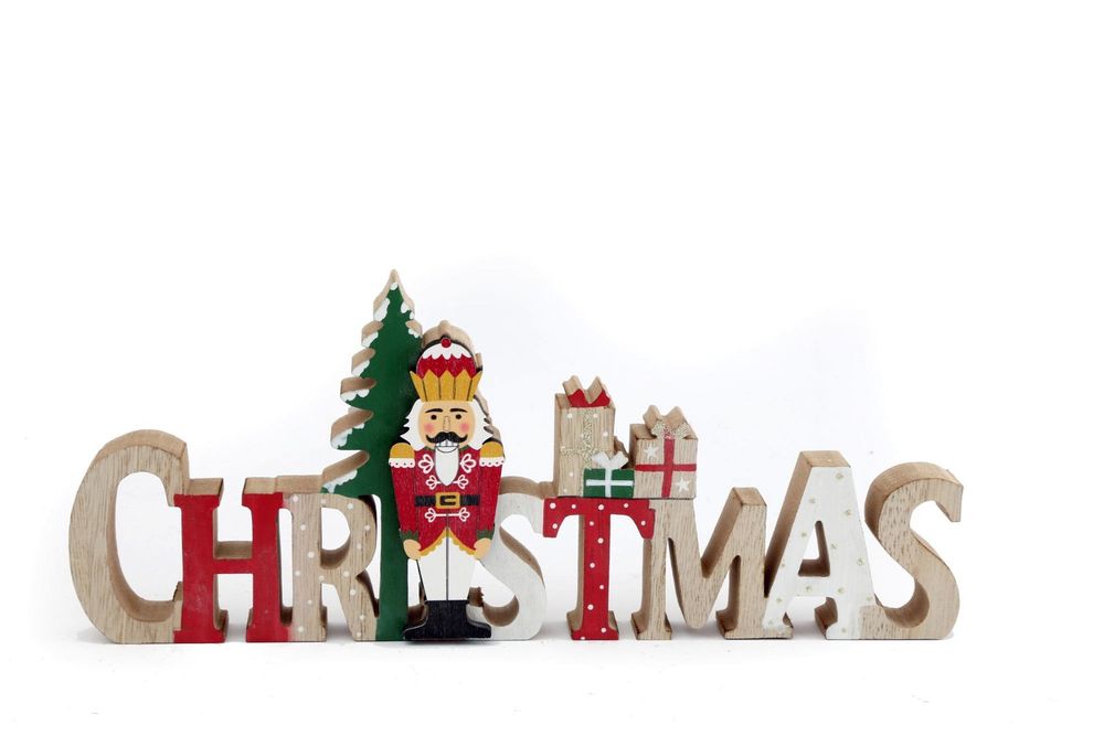 Wood Christmas Word Decoration