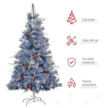 Load image into Gallery viewer, 5ft Indoor Christmas Tree Artificial Berry Snow Xmas Metal Stand and 222 Tips
