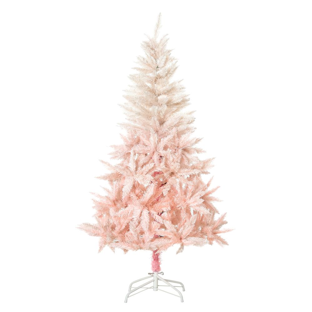 5FT Pink Artificial Christmas Tree Metal Stand Fully Pretty Home Office Joy