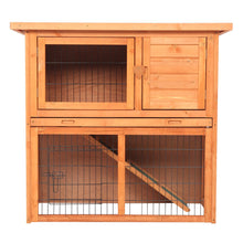 Load image into Gallery viewer, 36&quot; Waterproof 2 Tiers Pet Rabbit Hutch Chicken Coop Cage Hen House Wood Color
