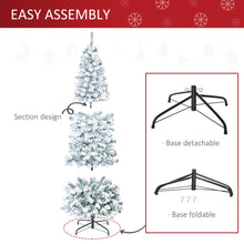 Load image into Gallery viewer, 6 Feet Prelit Artificial Snow Flocked Christmas Tree Warm LED Light Green White
