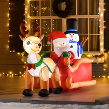 Load image into Gallery viewer, 4ft Christmas Inflatable Santa Claus on Sleigh Deer LED Lighted Indoor Outdoor
