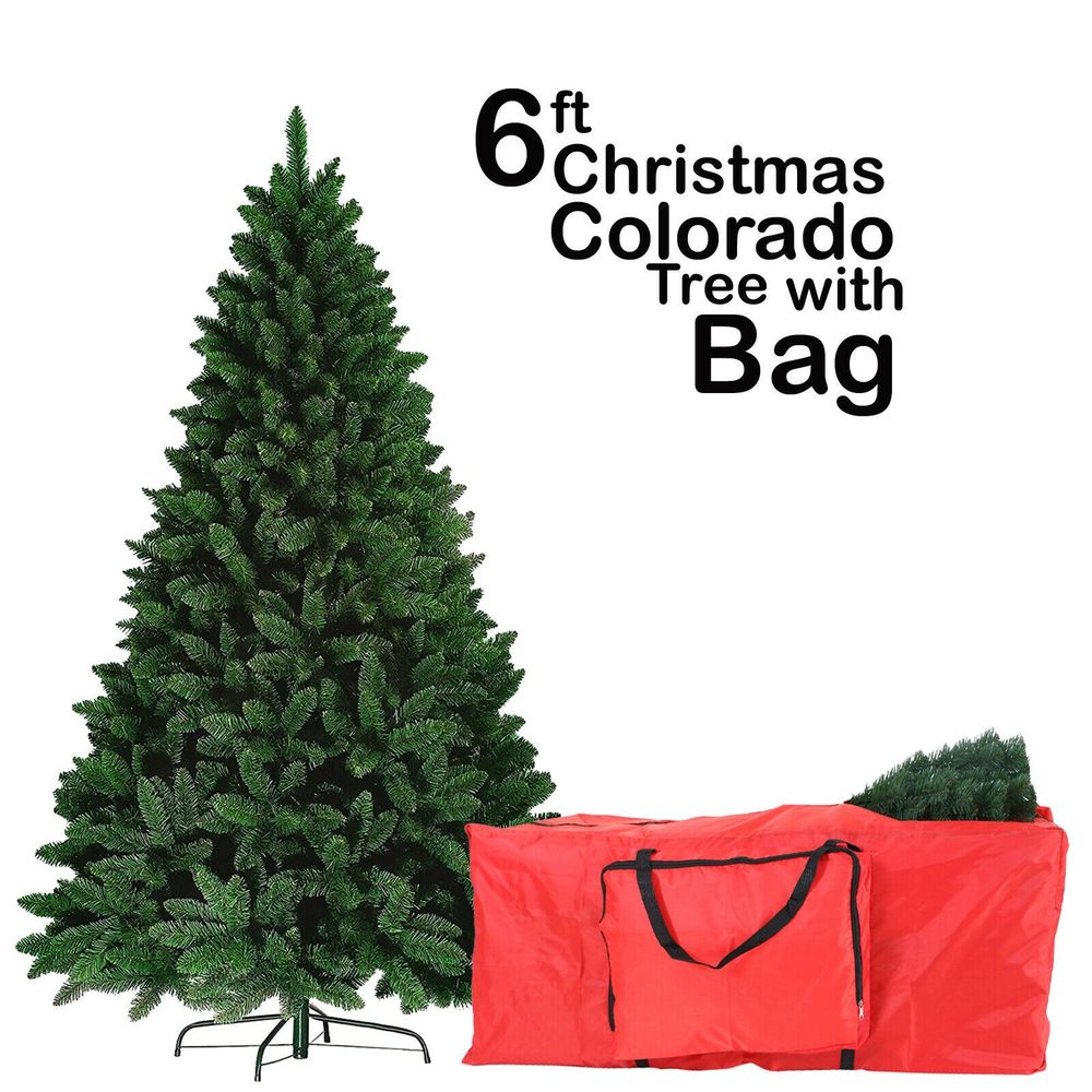 6FT GREEN ARTIFICIAL Colorado Christmas Tree 180cm with Red Pocket Bag