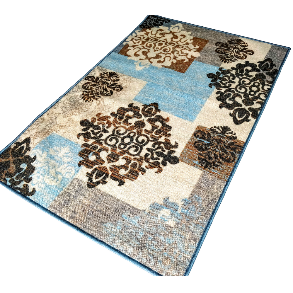 Blue Decor Polyester Area Rug Anti-slip Floor Carpet Home Furnishing Bedroom, Kitchen, Lounge Landing 150 x 80cm