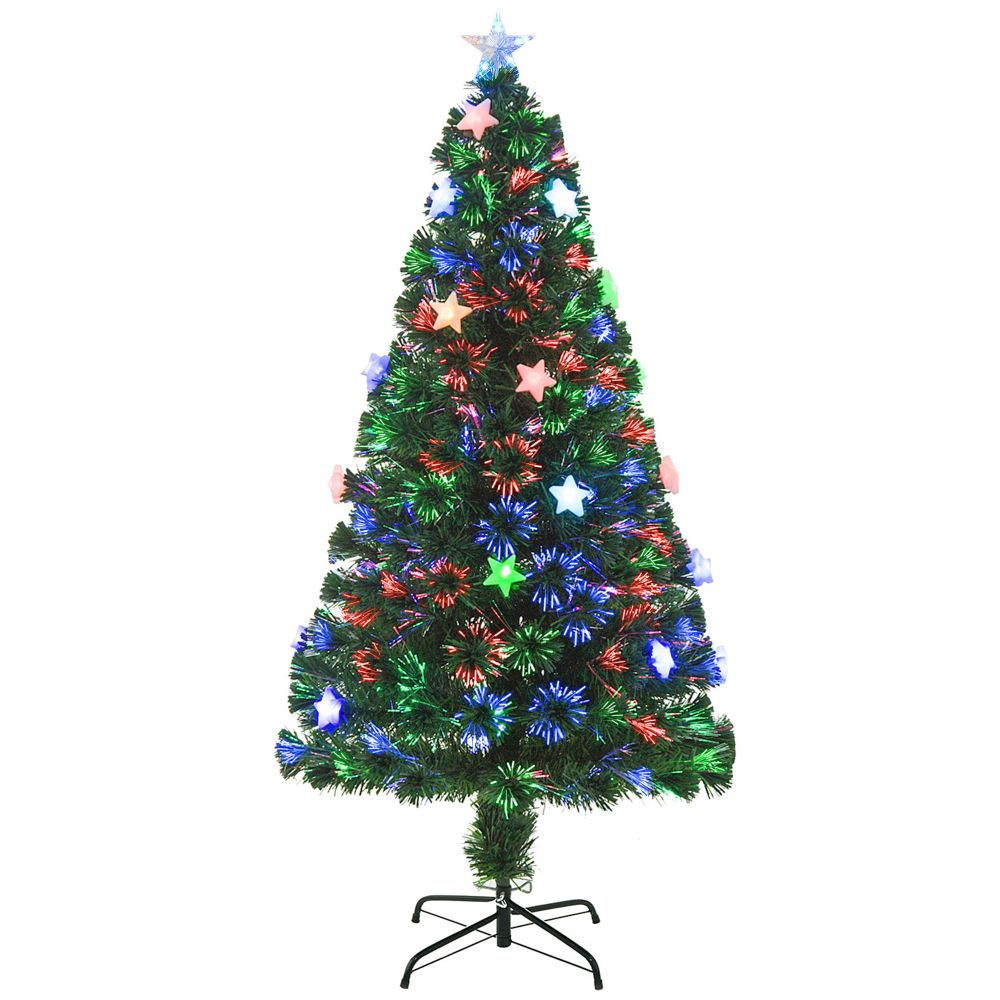 5FT Prelit Artificial Christmas Tree Fibre Optic Star LED Light Xmas Deco Green