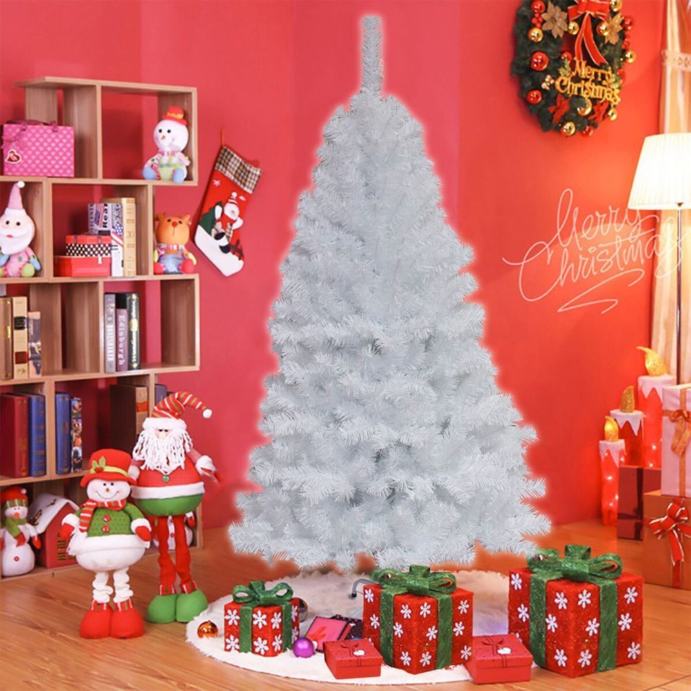 7FT WHITE Colorado ARTIFICIAL Christmas Tree - Metal Stand with Red Pocket Bag