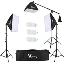Load image into Gallery viewer, Kshioe 220V 65W Photo Studio Photography 3 Soft Box Light Stand Continuous Lighting Kit Diffuser UK Standard
