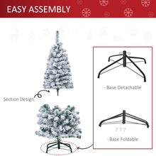 Load image into Gallery viewer, 4 Feet Prelit Artificial Snow Flocked Christmas Tree Warm LED Light Green White
