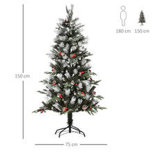 Load image into Gallery viewer, 5FT Artificial SnowDipped Christmas Tree Foldable Berries White Pinecones Green
