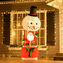 Load image into Gallery viewer, 8ft Christmas Inflatable Deco with Santa Claus on Snowman Hot Air Balloon LED
