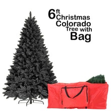 Load image into Gallery viewer, 6FT BLACK Colorado ARTIFICIAL Christmas Tree - Metal Stand with Red Pocket Bag
