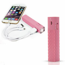 Load image into Gallery viewer, FX PowerBank 2600mah w/LED Torch and 3 in 1 Cable - Pink
