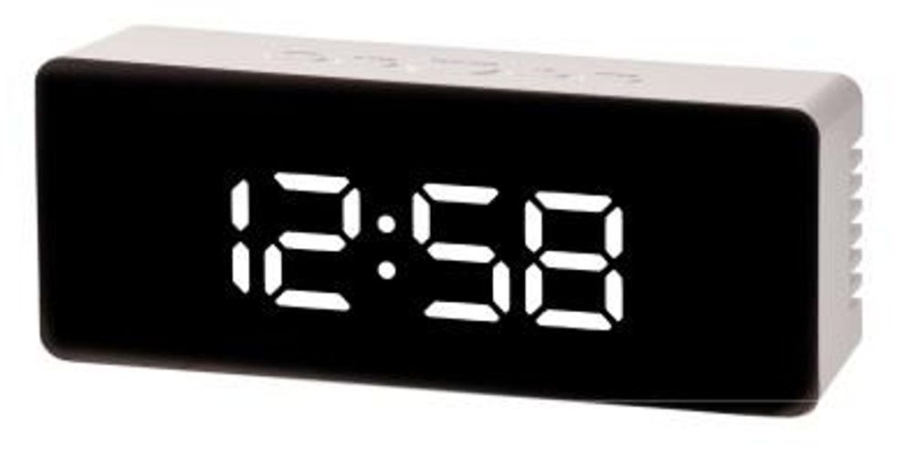 Acctim Medina White Cube Alarm Clock Mirror Finish USB Powered Snooze Function