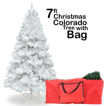 Load image into Gallery viewer, 7FT WHITE Colorado ARTIFICIAL Christmas Tree - Metal Stand with Red Pocket Bag
