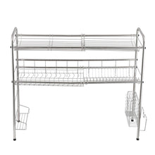 Load image into Gallery viewer, Stainless Steel Double Layer, Inner Length 90cm Kitchen Bowl Rack Shelf Silver
